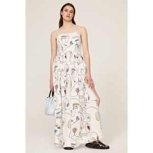 Bassike Faces Dress Print Knot Maxi White Size M